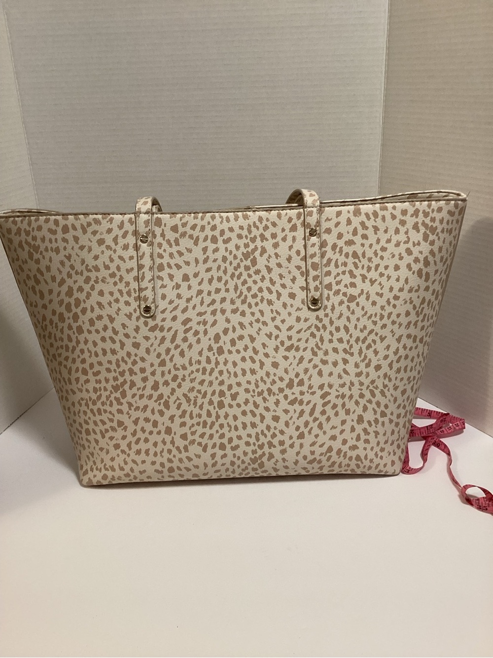 INC International Concepts Cream and Beige Animal Print Tote - Picture 3 of 14